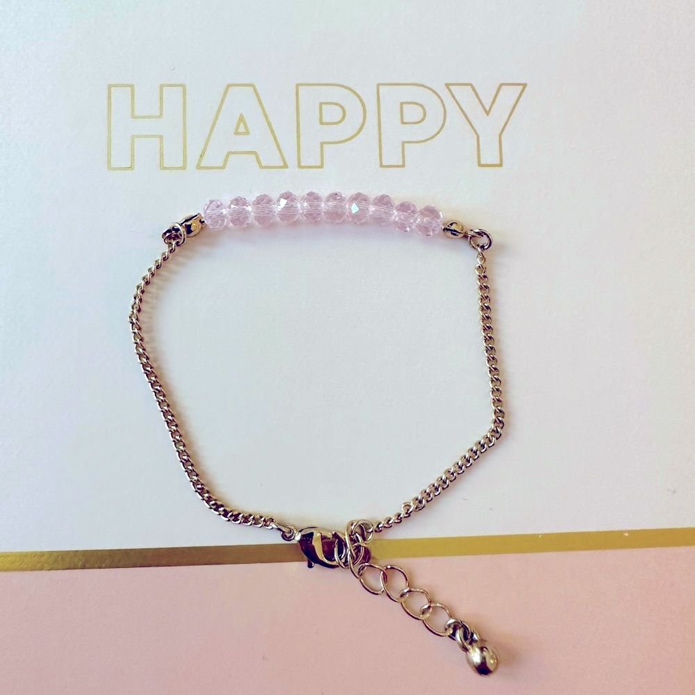 NWT Dainty Gold Baby Pink Beaded Bracelet